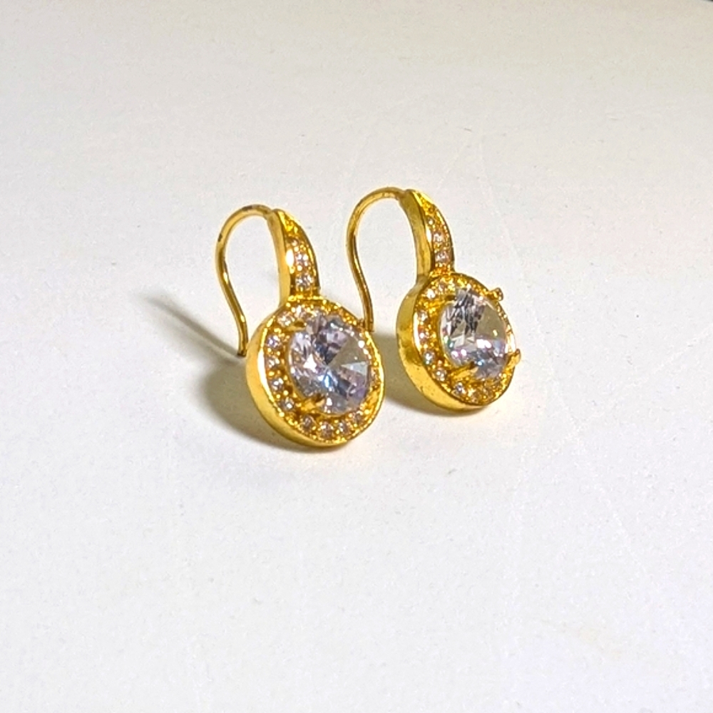 Swarovski Halo Crystal Necklace Earring Set 8mm Gold Silver NWT - Picture 7 of 9